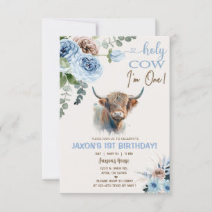 Vache Highland, invitation d'anniversaire de garço