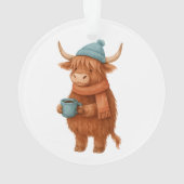 Vache Highland mignonne avec café - Hiver cosy (dos)