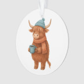 Vache Highland mignonne avec café - Hiver cosy (devant)