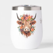 Vache Highland moderne aux fleurs de Boho mignonne (Avant)