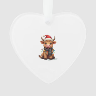 Vache Highland vintage de Noël au chapeau de Santa