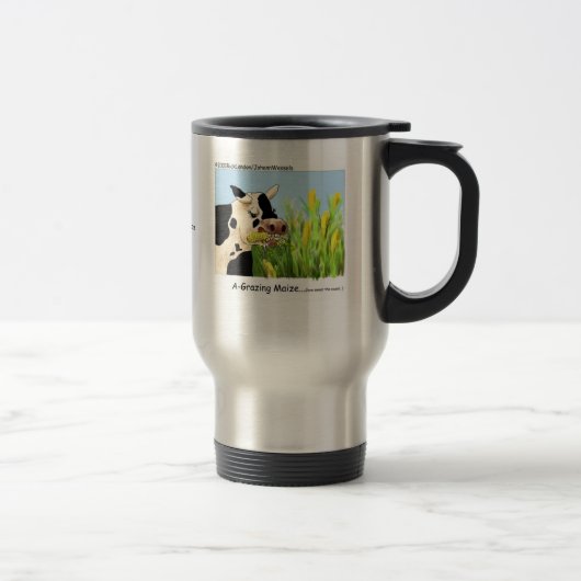 Vache Hilarious "A Grazin' Maize" Mug de voyage (Droit)