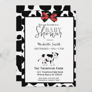 Vache Imprimer Baby Shower Invitations