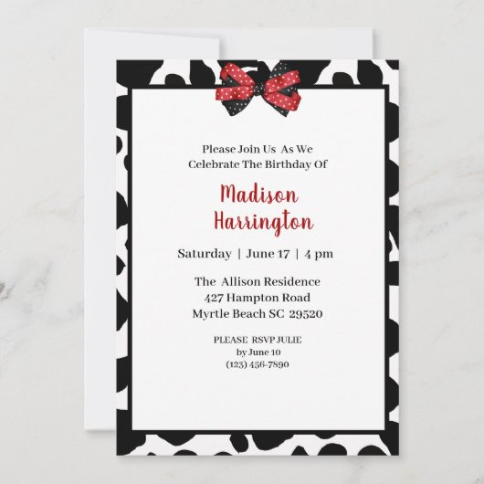 Vache Imprimer Invitation d'anniversaire (Devant)