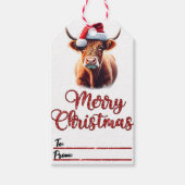 Vache joyeuse chapeau de Noël étiquettes (Devant)