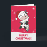 Vache joyeux Noël Animaux d'hiver Carte Vaches<br><div class="desc">La vache à Noël avec des lumières de fées. Animaux amusants avec des cadeaux et de la neige pour les vacances. Aussi drôle pour Noël en juillet. Les vaches sont de mignons animaux et parfaites pour Noël.</div>