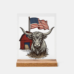 Vache Longhorn Patriotique et Conception Vectoriel