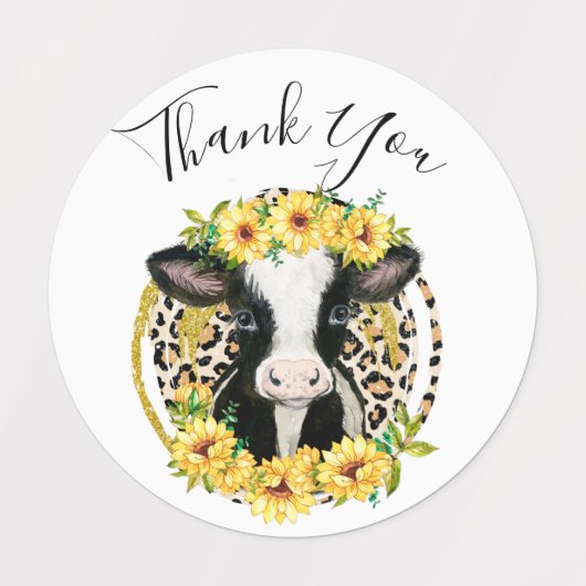 vache merci Étiquettes (Design 1)