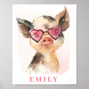 Vache mignonne avec lunettes de soleil Poster Impr