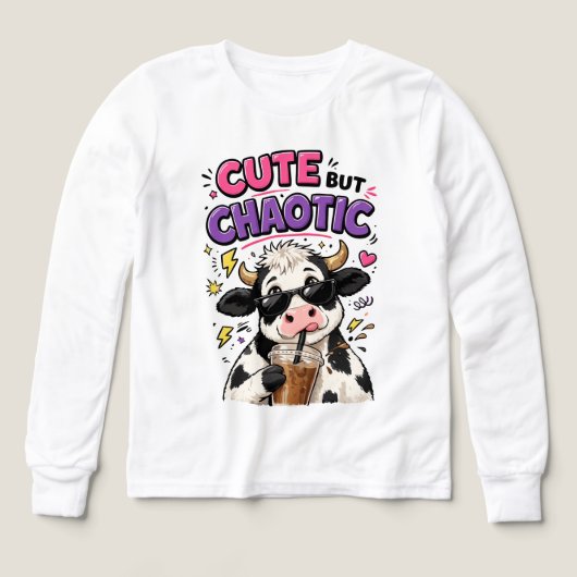 Vache mignonne mais chaotique avec café glacé (Motif recto)