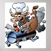 Vache Montant Une Affiche De BBQ (Devant)