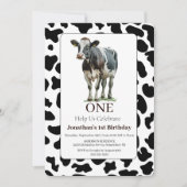 Vache Noir et blanc Invitation d'anniversaire (Devant)