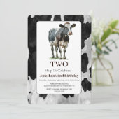 Vache Noir et Blanc Invitation du 2e anniversaire (Debout devant)