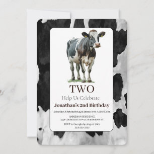 Vache Noir et Blanc Invitation du 2e anniversaire
