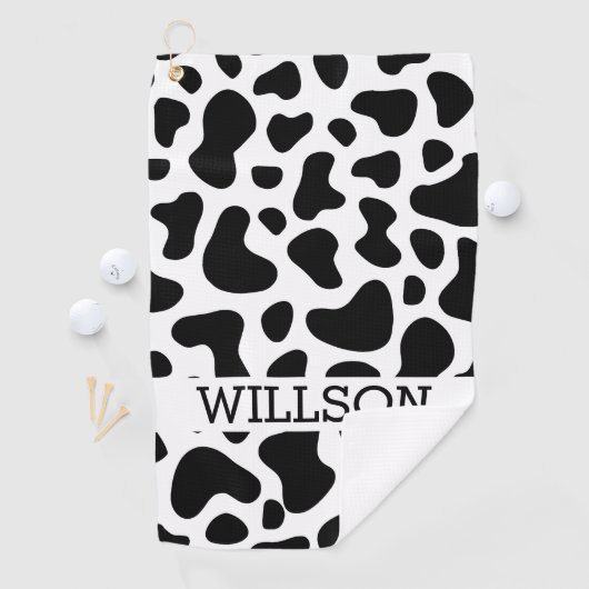 Vache Noir et Blanc Patch Golf Serviette (En situation)