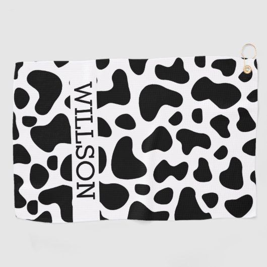 Vache Noir et Blanc Patch Golf Serviette (Horizontal)