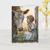 VACHE PENSER À VOTRE CARTE (Fleur jaune)