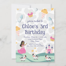 Vache princesse Invitation d'anniversaire
