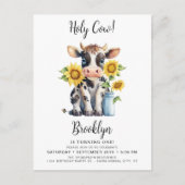 Vache sacrée adorable invitation pour le 1er anniv (Devant)