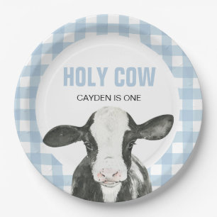 Vache sacrée, j'ai un an assiettes en papier carre