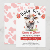 Vache Sainte 3e Invitation fille anniversaire (Devant / Derrière)