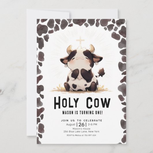 Vache sainte Je suis un anniversaire Invitation (Devant)