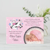 Vache sur lune Baby Photo Faire-part de naissance (Debout devant)