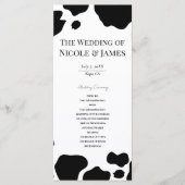 Vache Tachetée Impression Mariage Programme Noir B (Devant)