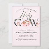 vache thème fille invitation (Devant)