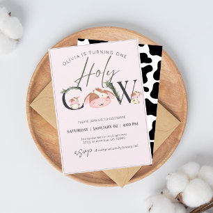 vache thème fille invitation