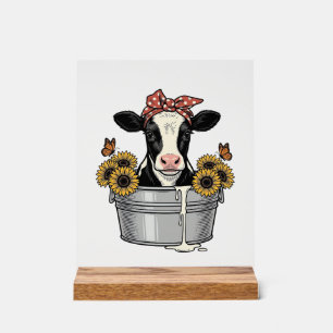 Vache vintage dans une baignoire Tournesol Papillo