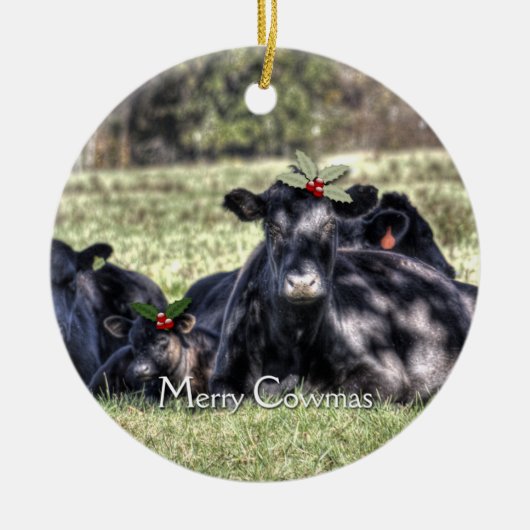 Vaches Black Angus Ornements de Noël (Devant)
