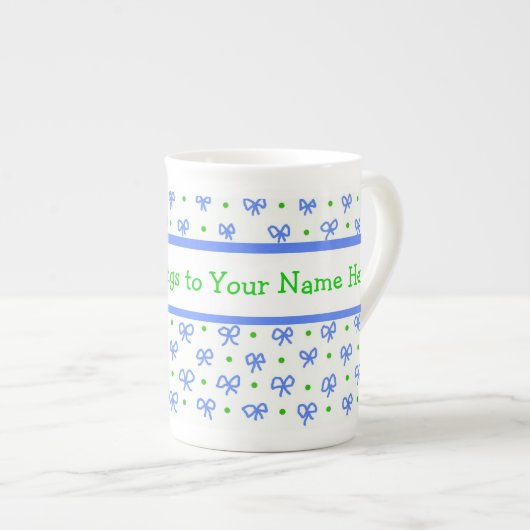 Vaches bleu/vert/blanc Mini-impression Chine Mug (Devant droit)