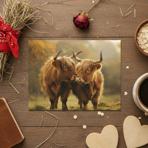 Vaches des Highlands amoureuses Carte postale