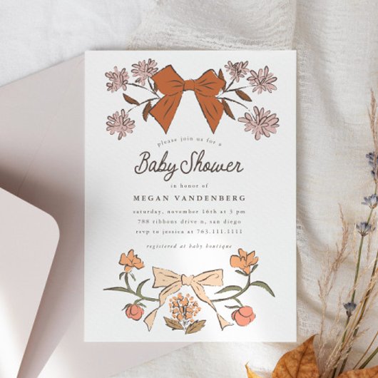Vaches et fleurs Invitation Baby shower
