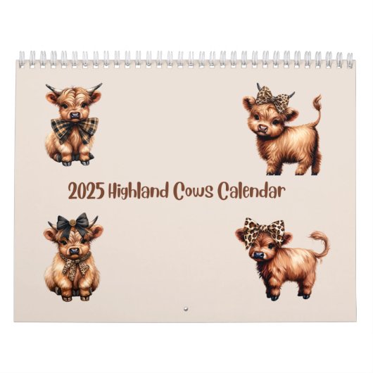 Vaches Highland avec vaches 2025 Calendrier (Protection)