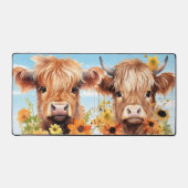 Vaches Highland Cute Aquarelle Florale Animal de f (Recto)