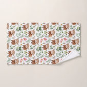 Vaches Highland et fleurs roses Motif Floral (Serviette à main)