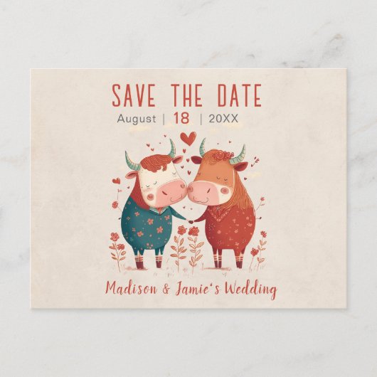 Vaches mariage Enregistrer la carte postale Date (Devant)