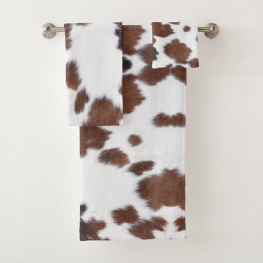 vaches peau brun blanc ensemble de serviette de ba (En situation)