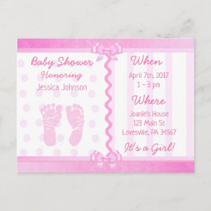 Vaches roses et Baby shower Pois Invitation