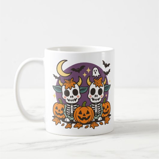 Vaches squelettes effrayantes mignonnes avec mug c (Gauche)