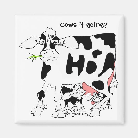Vaches-tu ? Aimant frigo carré (Devant)