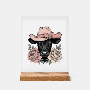 Vachette Cowgirl Rose avec Pivoines Vintage Vector