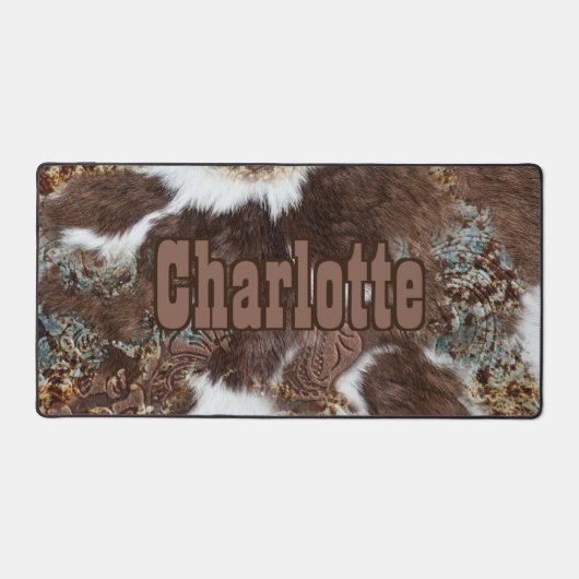 Vachette de l'Ouest rustique Nom en cuir Brown (Recto)