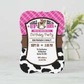 Vachette rose chaud Cowboy Invitation d'anniversai (Debout devant)