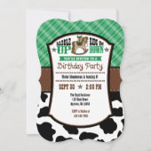 Vachette verte Plaid Cowboy Invitation d'anniversa (Devant)