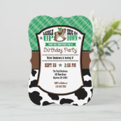 Vachette verte Plaid Cowboy Invitation d'anniversa (Debout devant)