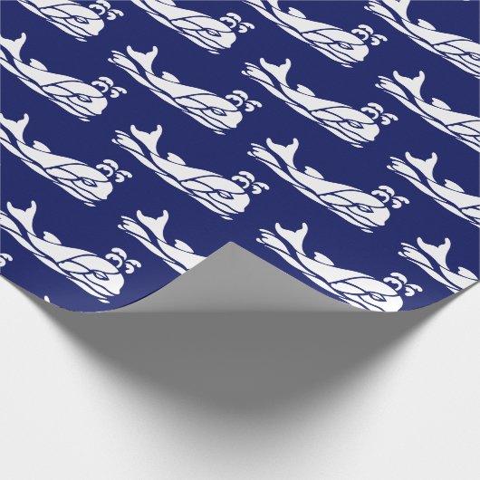 vacht Silhouette Tekening Wit Blauw Cadeaupapier (Hoek)