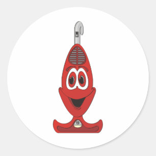 Vacuüm Cartoon Red Ronde Sticker